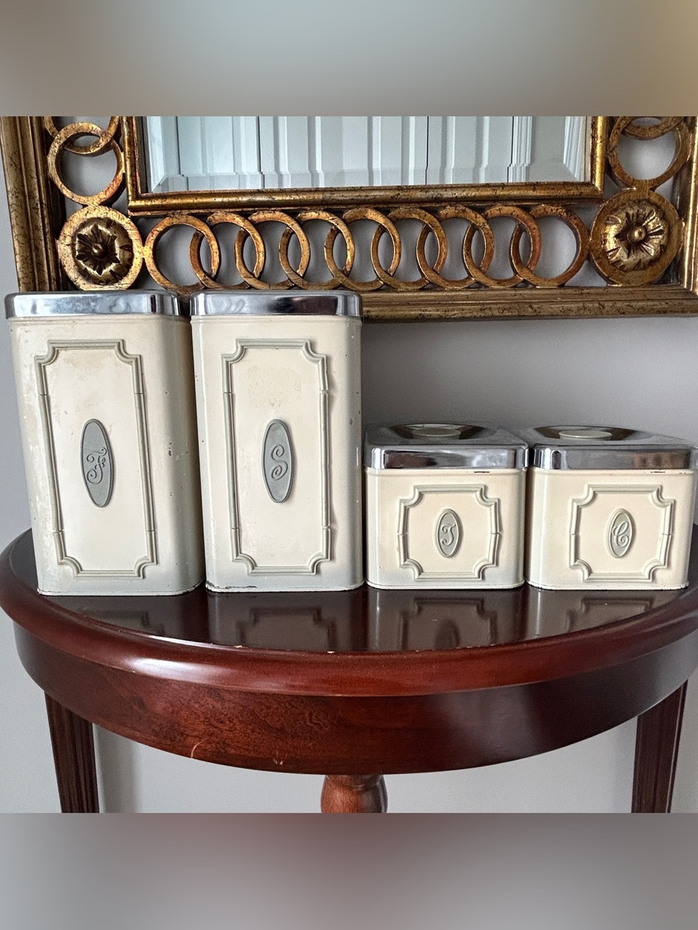 Set of 4 Mid Century Metal Canisters